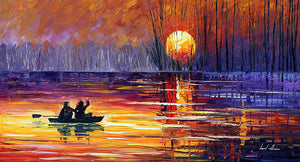 SUNSET FISHING - Rybáři v západu slunce - reprodukce Leonida Afremova