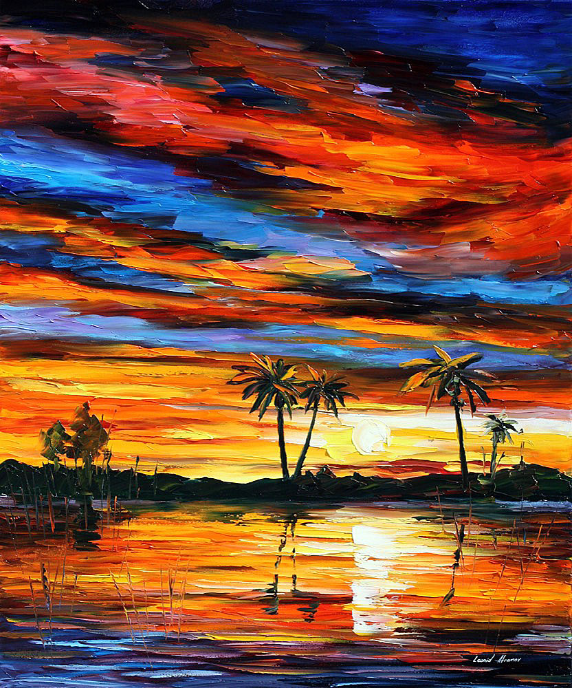 TROPICAL SUNSET - Tropický západ slunce - reprodukce Leonida Afremova